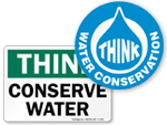 Conserve Water Signs & Labels