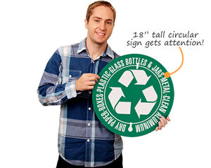 Circular recycle sign with custom text
