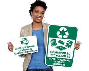 Commingled recycling signs