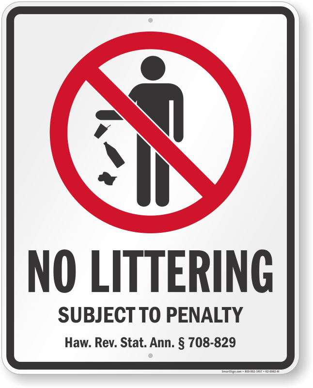 No Littering Law Signs By State