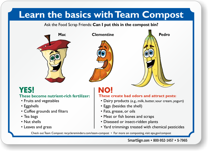 Team Compost Sign Can I Put Food Scraps In Compost Bin