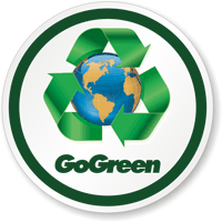 Gogreen With Recycle Logo And Globe Symbol