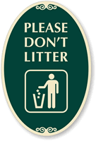 Please Don't Litter Sign (trash receptacle symbol)