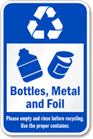 Recycle Bottles Metal Foil Sign