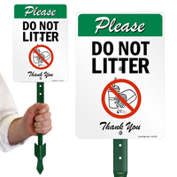 Please Do Not Litter Thank You Sign And Stake Kit
