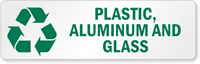 Plastic, Aluminum And Glass Label with Recycle Graphic