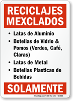 Reciclajes Mexclados Spanish Recycling Sign