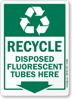 Recycle Disposed Fluorescent Tubes Here Sign