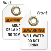 Warning Well Water Do Not Drink Bilingual Mini Tag