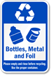 Recycle Bottles Metal Foil Sign