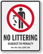 No Littering Nevada Law Sign