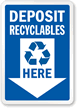 Deposit Recyclables Here (with Arrow) Label