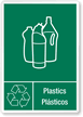 Plastics, Plasticos Bilingual Recycling Label