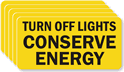 Turn Off Lights Conserve Energy Label