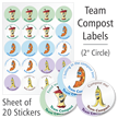 Assorted Team Compost Stickers Sheet