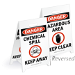 Danger Chemical Spill Reversible Fold-Ups Floor Sign