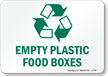 Empty Plastic Food Boxes Sign